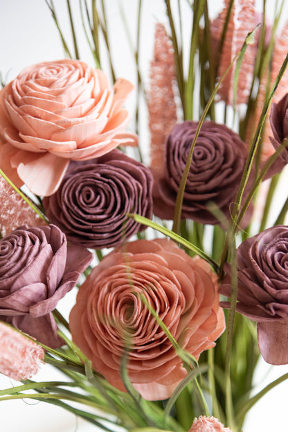 Classic Green and Pink Everlasting Floral Bunch