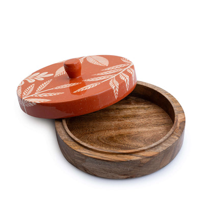 Pastel Garden Wooden Bowl with Lid