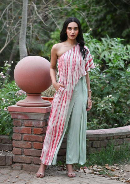 Kalki One-shoulder Silk Jumpsuit