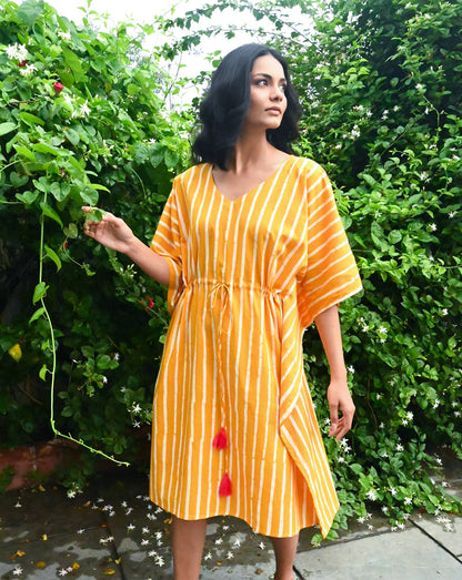 Dhaari Hand Block Printed Cotton Midi Kaftan