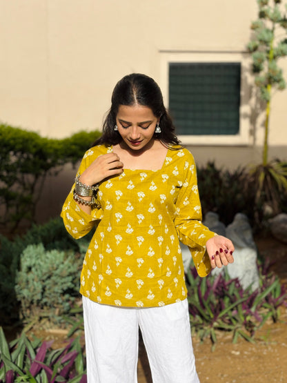 Basanti Printed Cotton Kurta