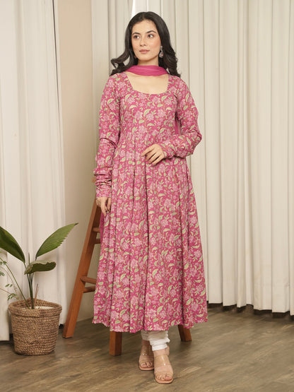 Aish Block Print Anarkali Set