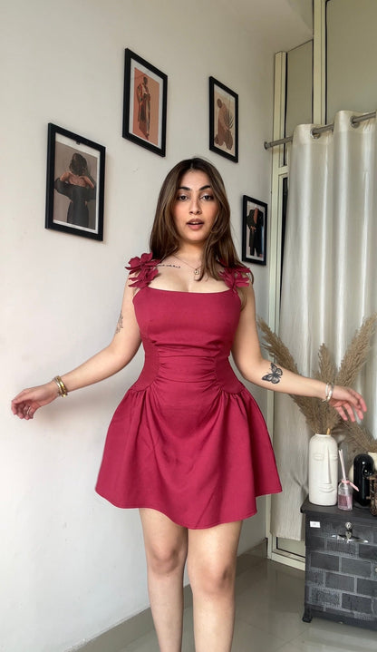 3D Rose Flare Dress