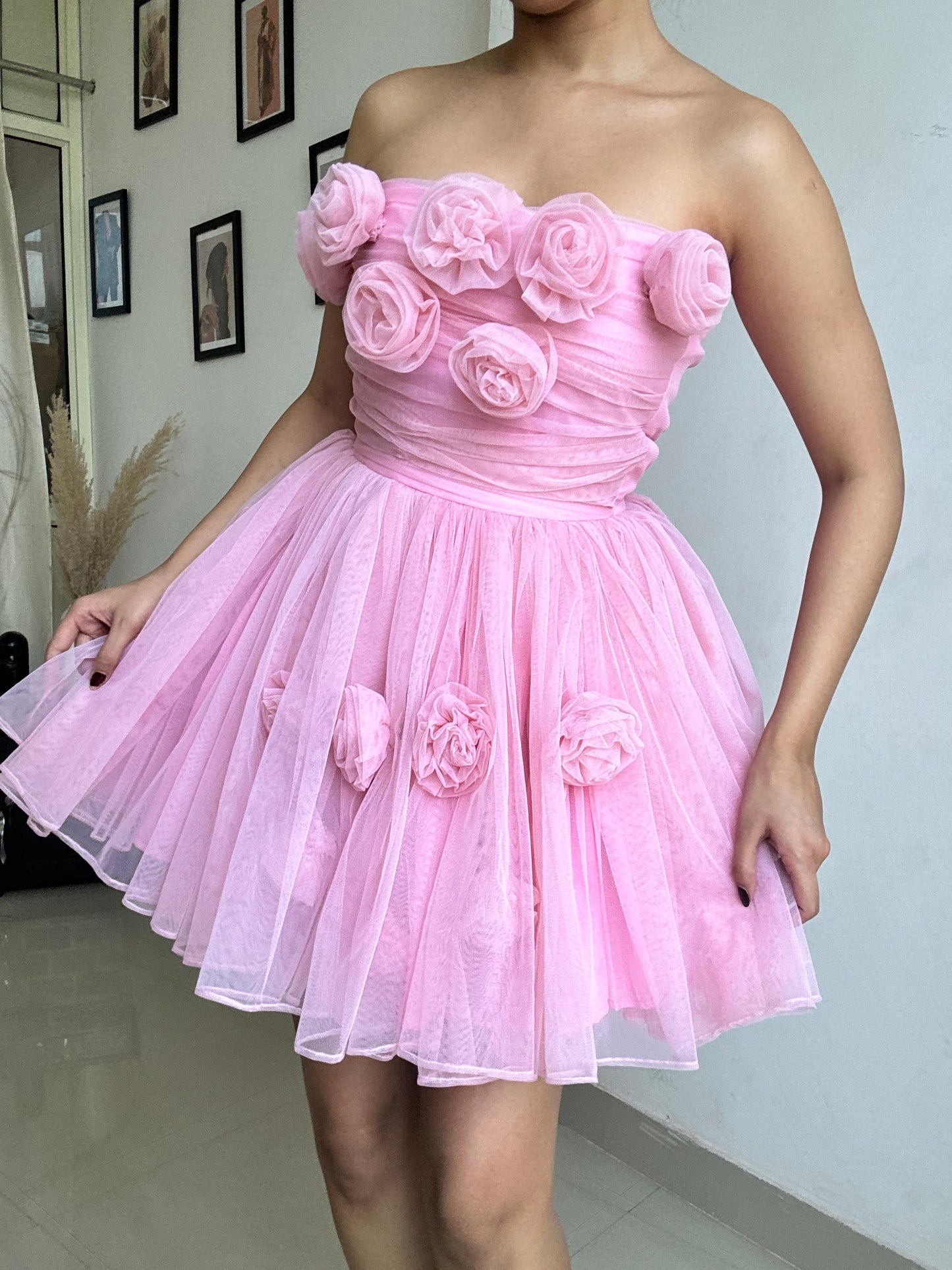 Barbie Pink Flower Short Dress