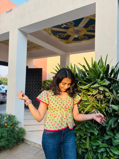 Ziva Lime Green Blossom Top