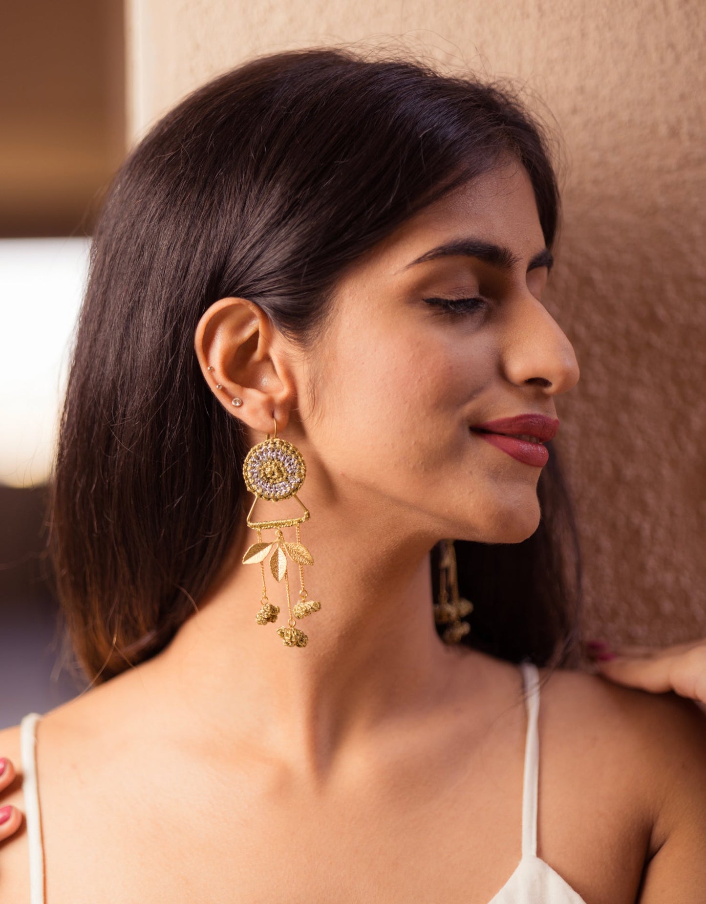 Leaf Cluster Hand-crochet Earrings