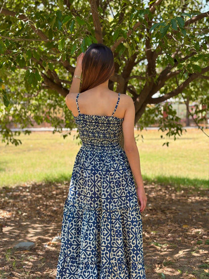 Blue Horizon Printed Navy Dress