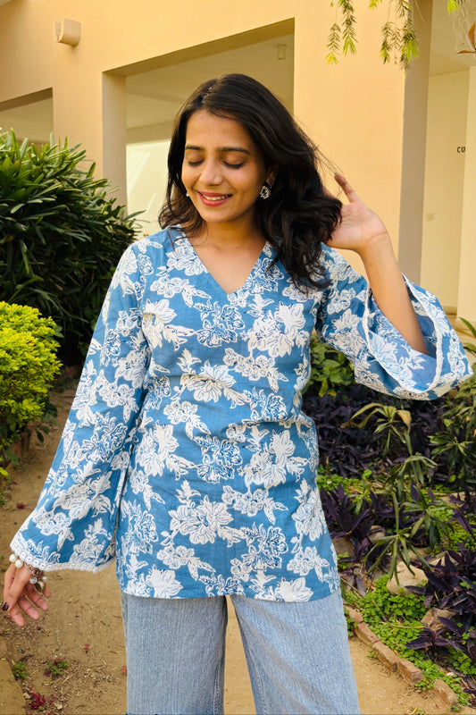 Neelika Blue Floral Print Kurti