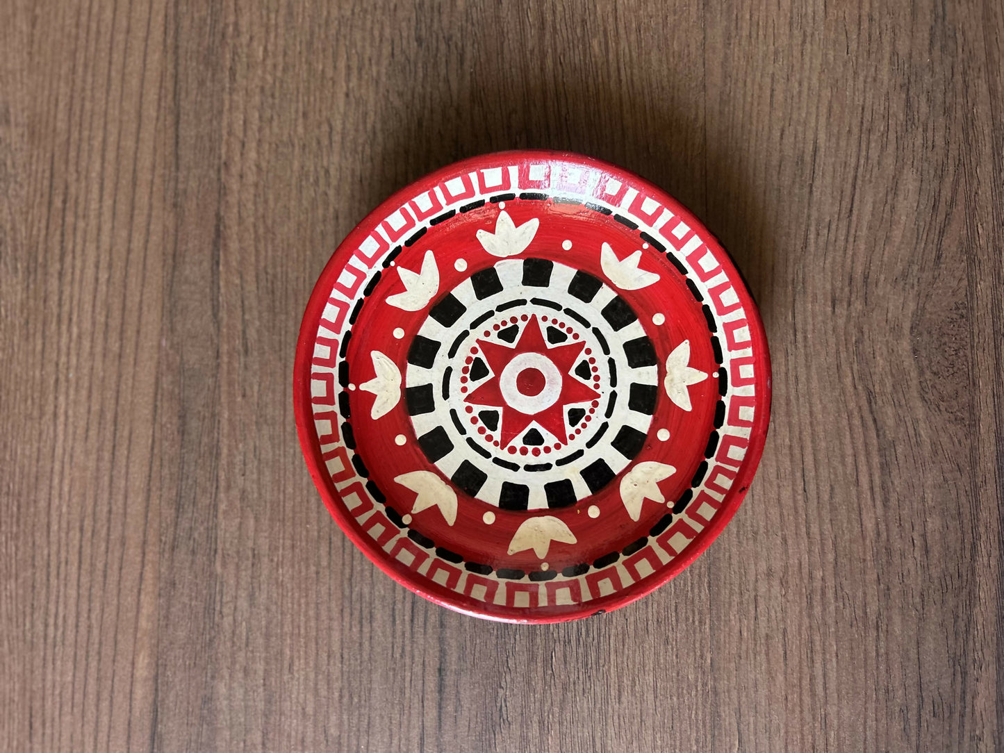 Red White & Black Mandala Wall Plate