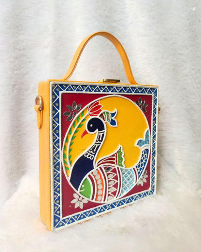 Peacock Lippan Art Handcrafted Box Bag