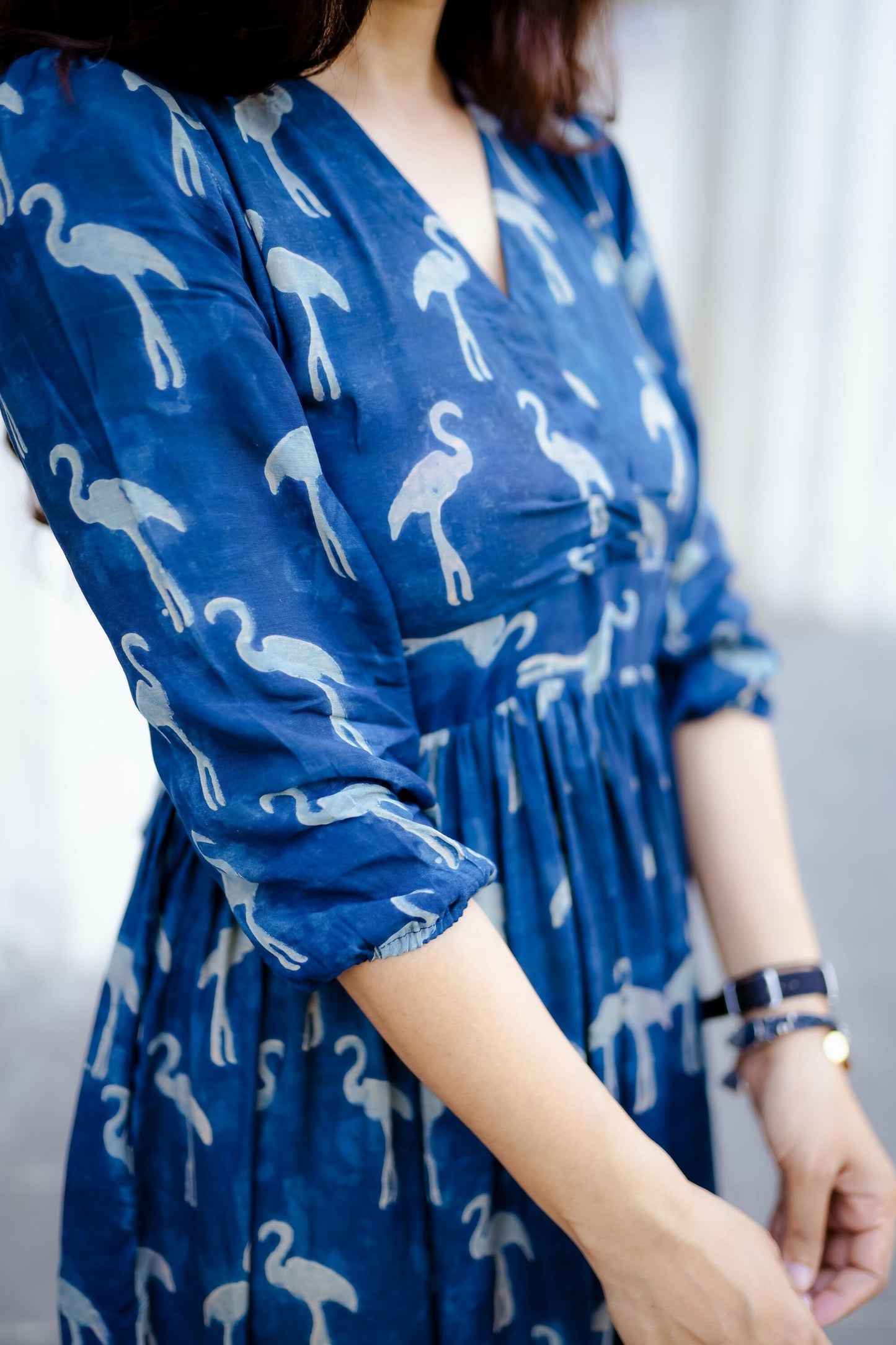 Flamingo Indigo Silk Dress