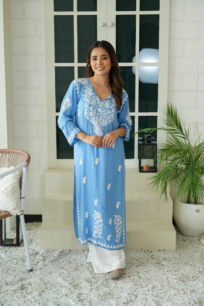 Gul Dori Chikankari Modal Kurti