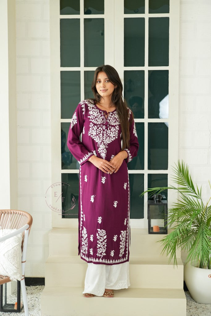 Gul Dori Chikankari Modal Kurti