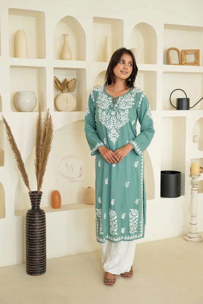 Gul Dori Chikankari Modal Kurti