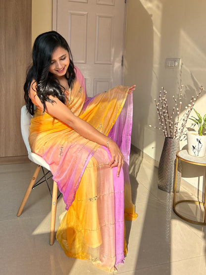 Rani Shaded Chiffon Saree