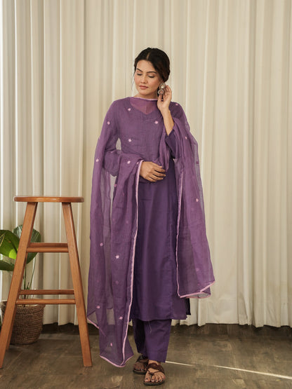 Rabia Embroidered Hand-dyed Cotton Suit Set