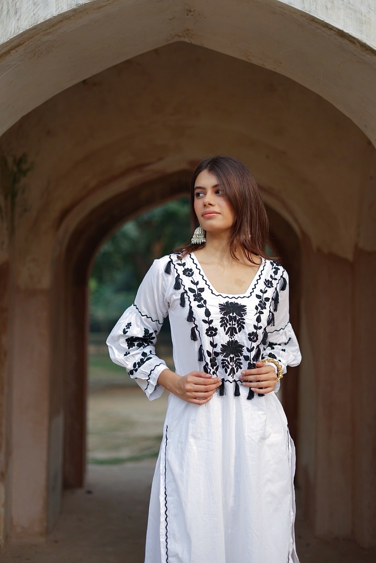 Aisha Chikankari Tassel Straight Kurta