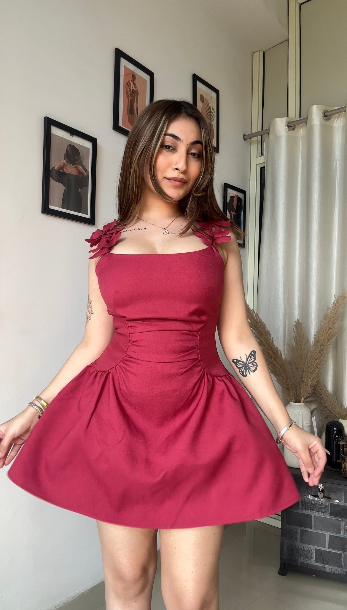 3D Rose Flare Dress