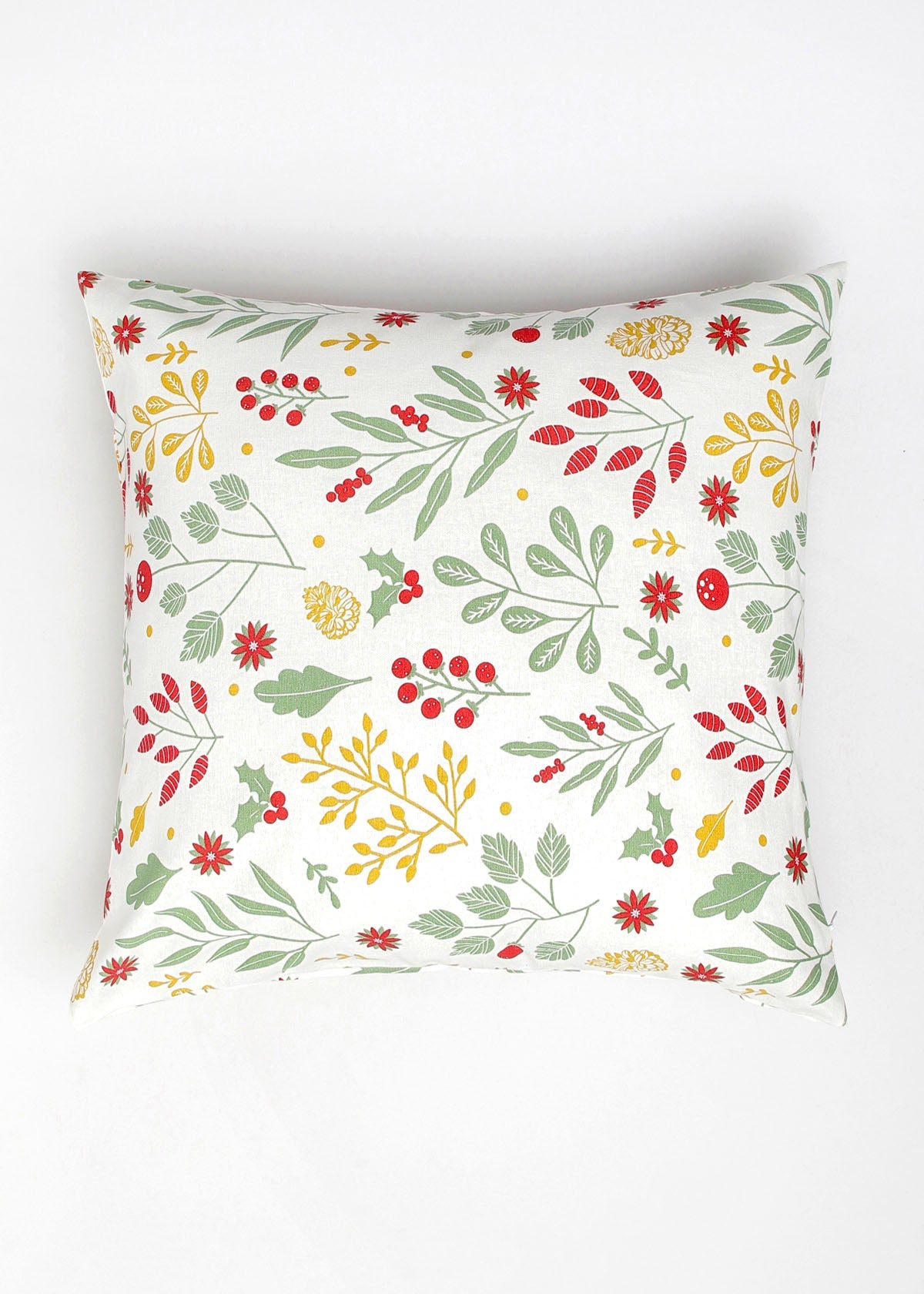 Foraged Berries Printed 100% Cotton Cushion Cover - Multicolor