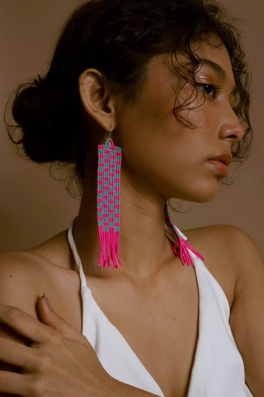 Fuchsia Dreams Beaded Earrings