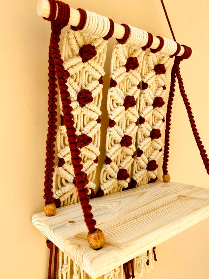 Rose Single Floating Macrame Shelf