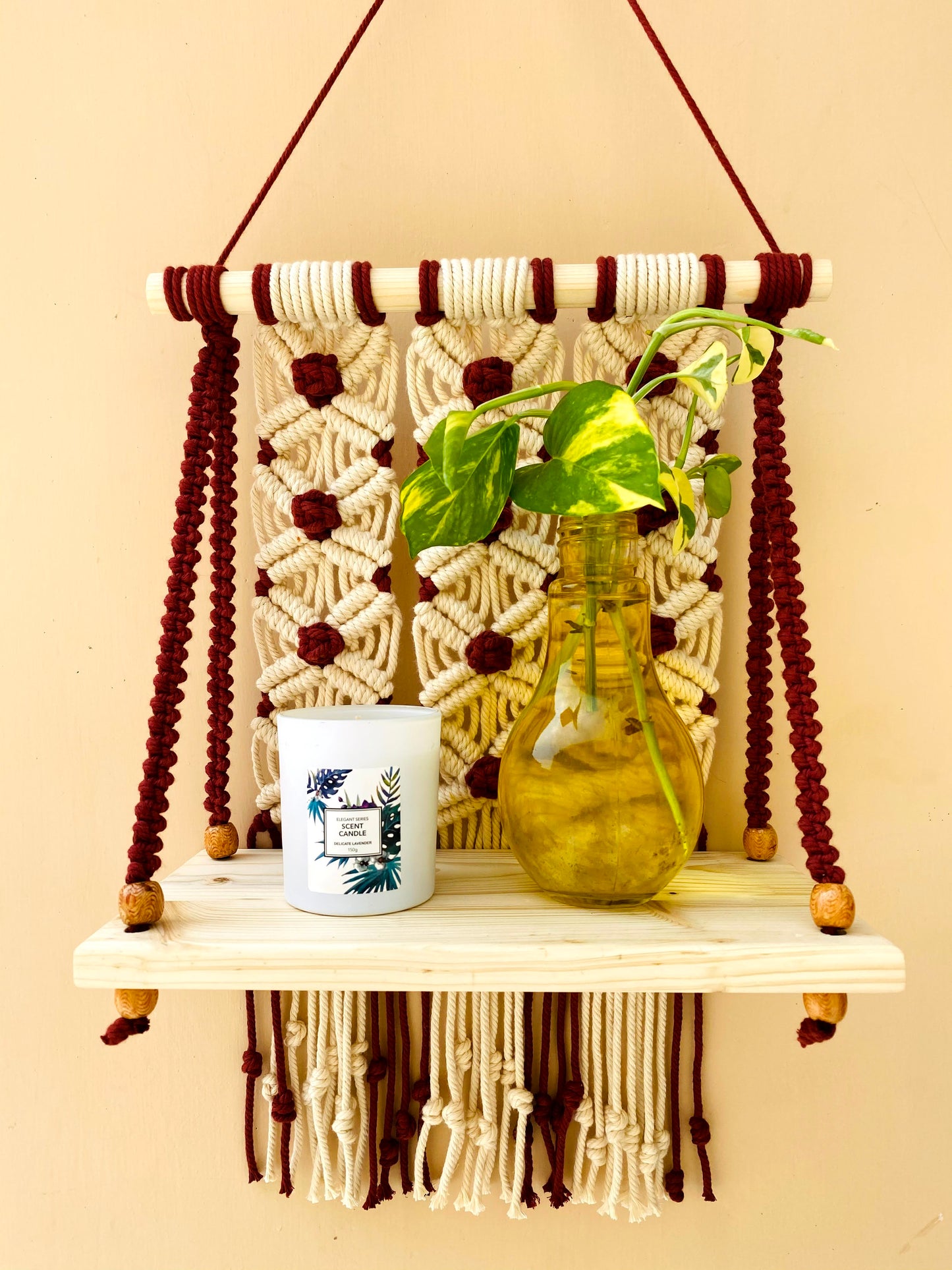 Rose Single Floating Macrame Shelf