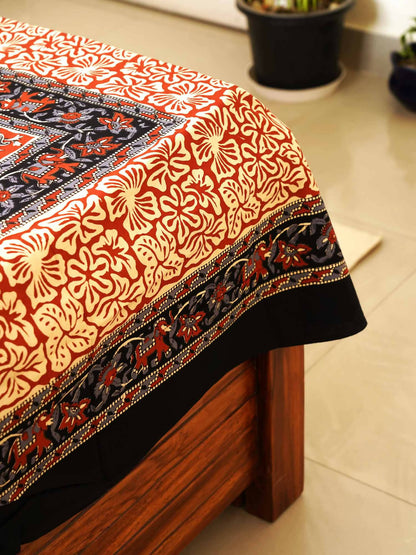 Maroon Kalamkari Bedsheet