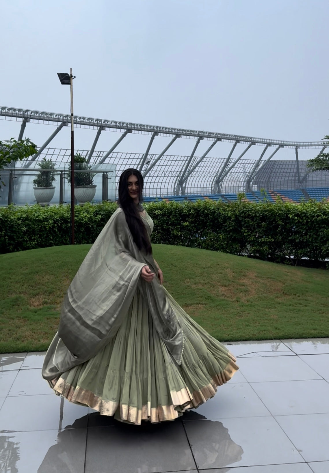 Green Mul Cotton Lehenga