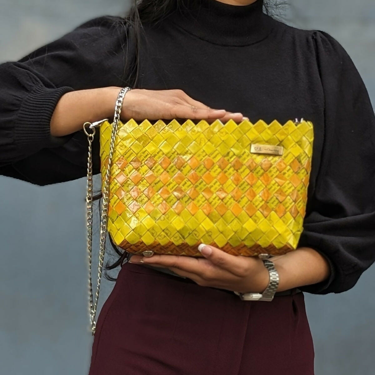 Upcycled Handwoven: Basketry Clutch Sling