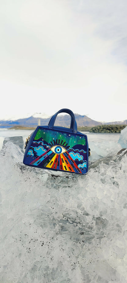 Northern Lights Unusual Shaped Bag with Zipper and Sling