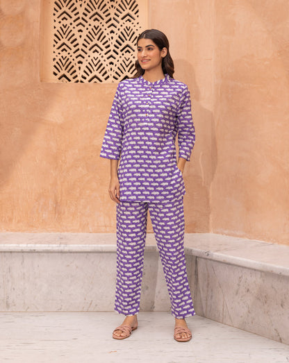 Happy Hippos Short Kurta Pyjama - Soft Cotton Co-ord Set
