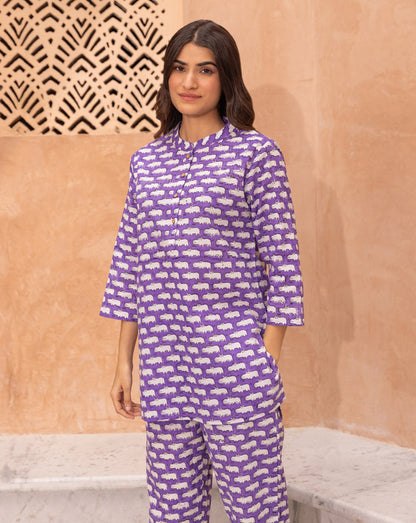 Happy Hippos Short Kurta Pyjama - Soft Cotton Co-ord Set