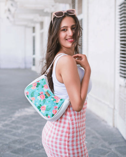 Printed Canvas Baguette Bag