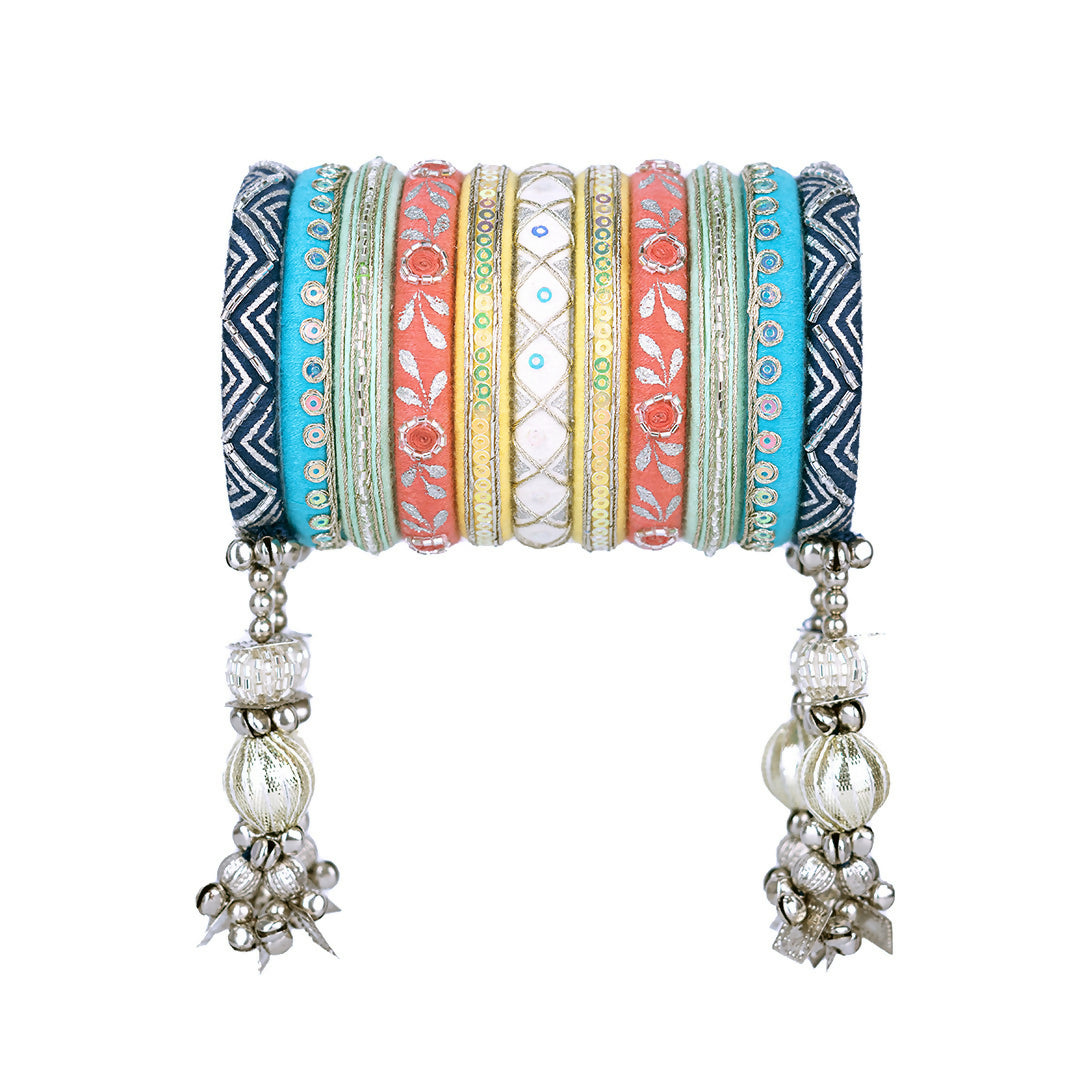 Vina Multicolor Bangle Set With Hangings