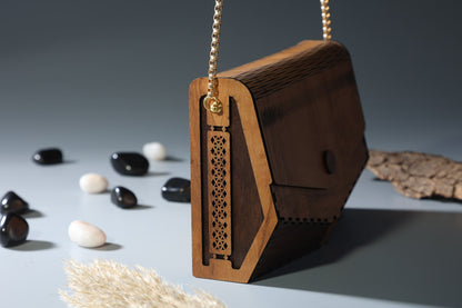 Aaina Dualtone Angular Handcrafted Wooden Sling Bag