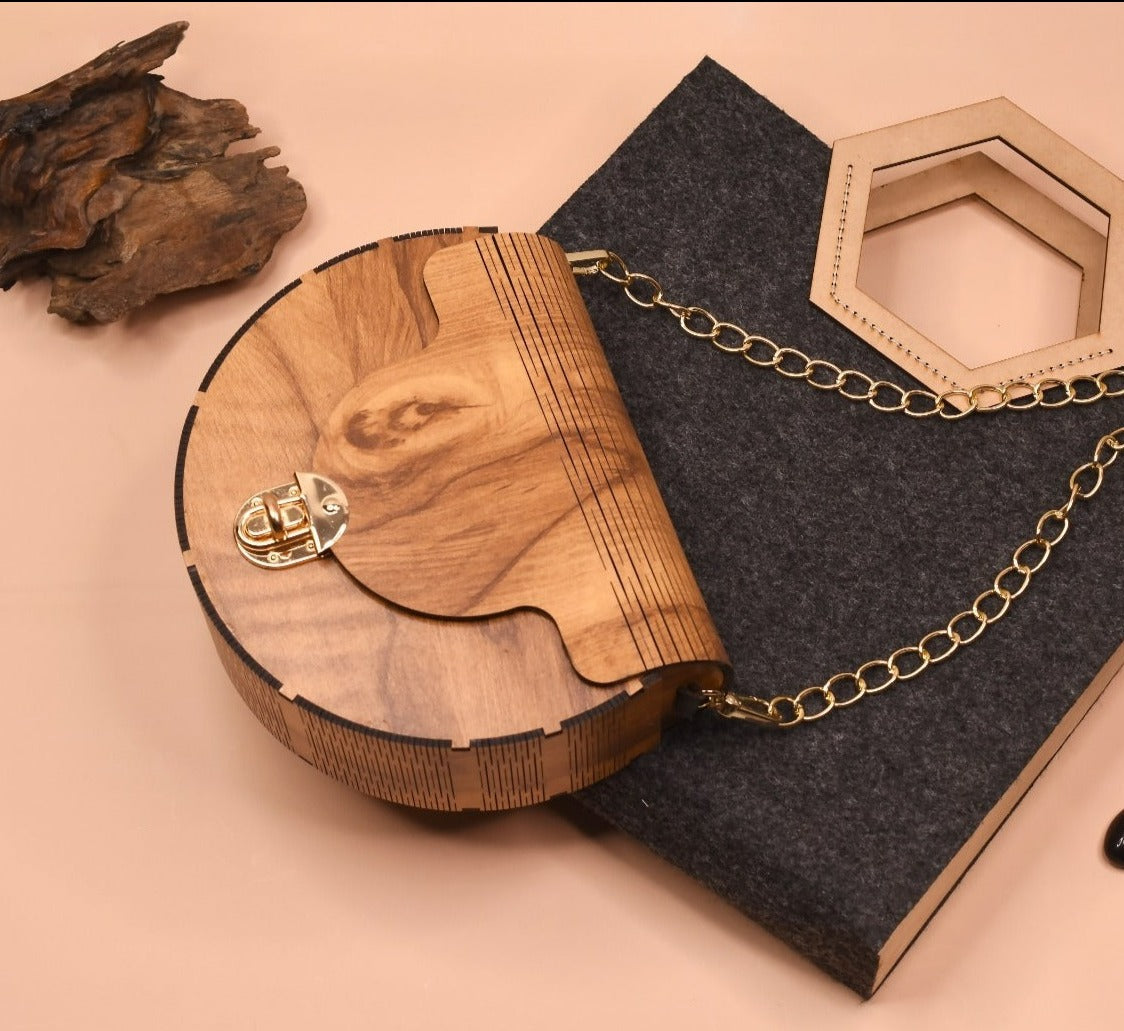 Aaina Lasercut MDF Semicircle Bag