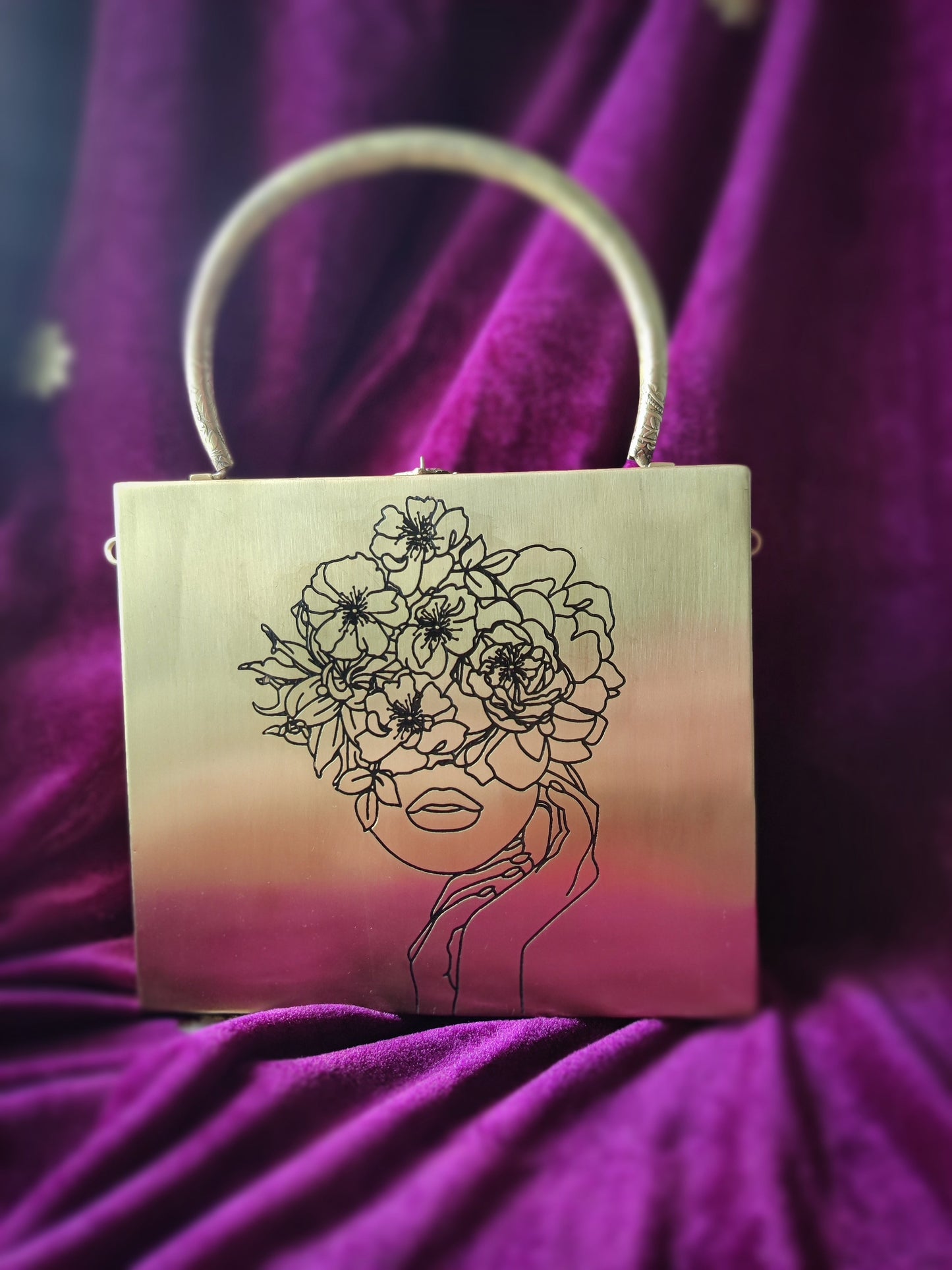 Aafreen Floral Lady Square Brass Bag