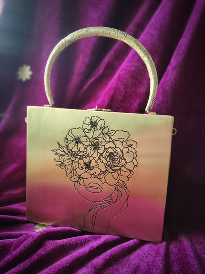 Aafreen Floral Lady Square Brass Bag