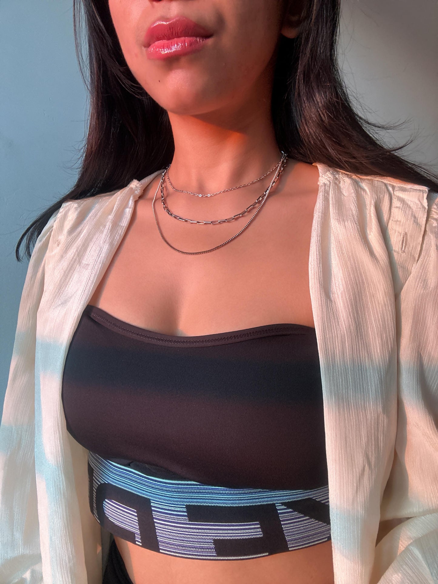 Luna Triple Layered Silver Neckchain