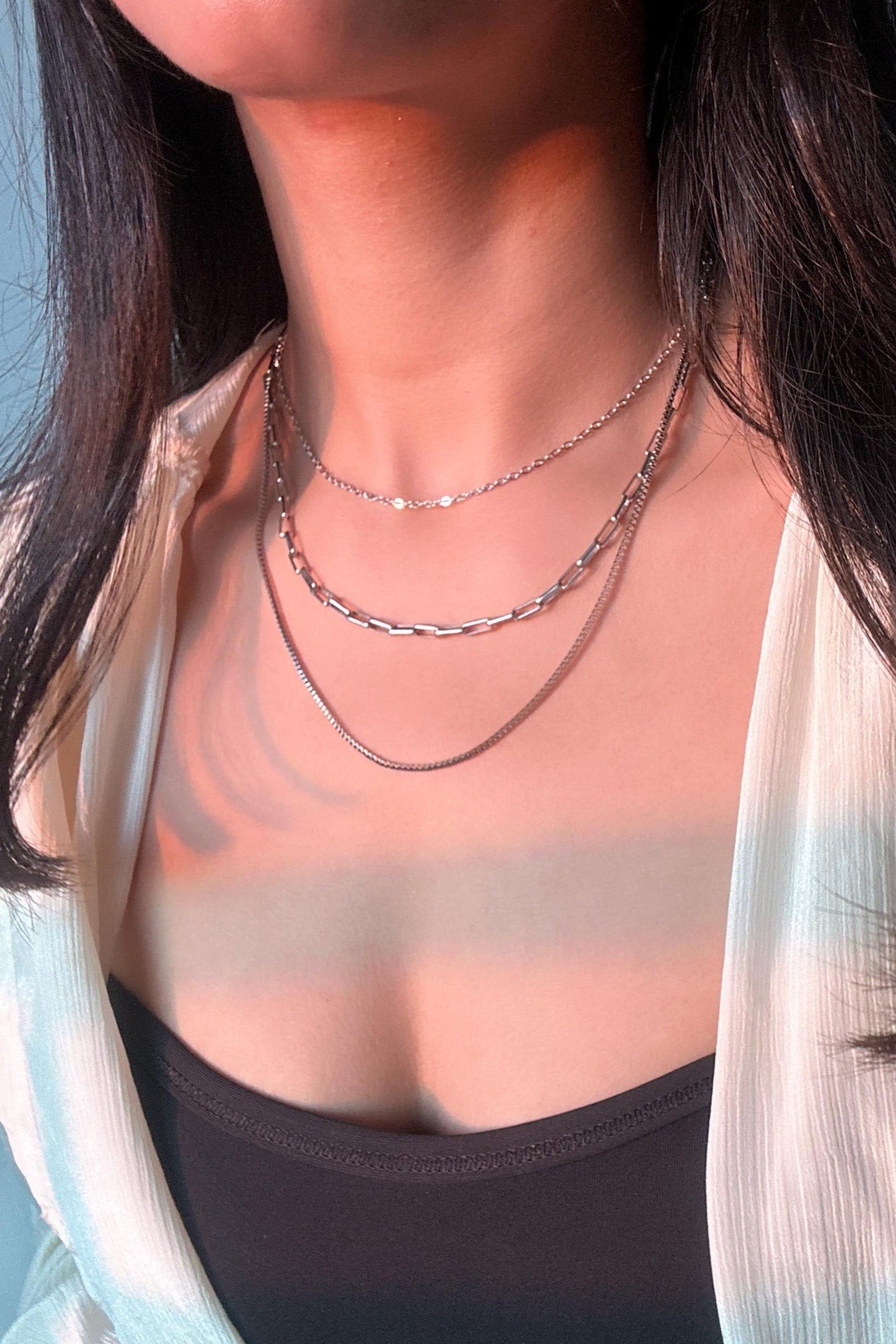 Luna Triple Layered Silver Neckchain