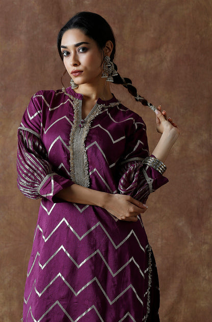 Chevron Pattern Kurta With Pathani Pant