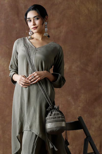 Two Piece Kurta Set With Potli bag