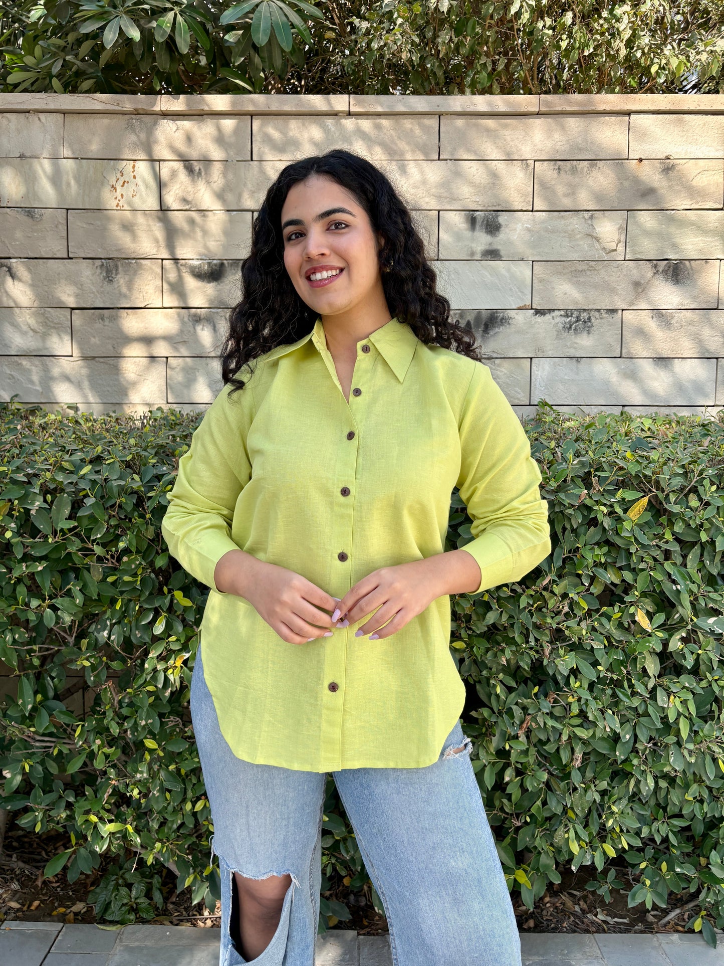 Rozana Linen Shirt- Mint Green
