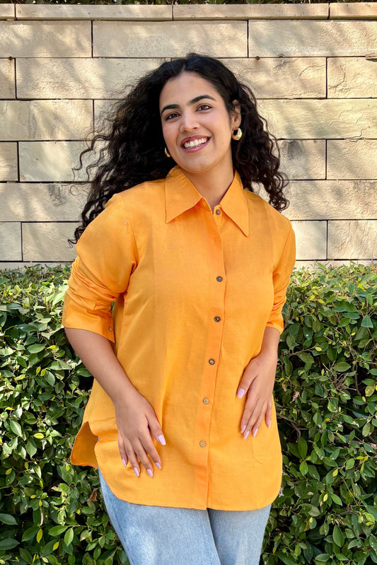 Rozana Linen Shirt - Orange