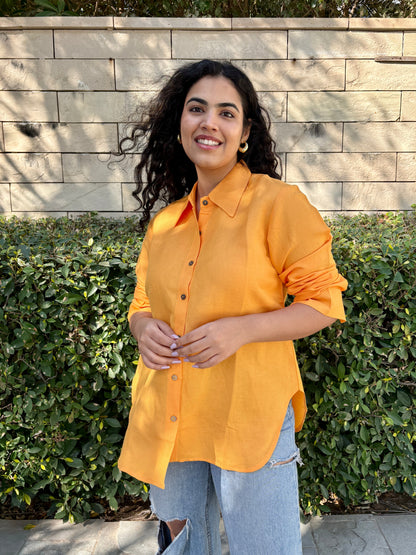 Rozana Linen Shirt - Orange