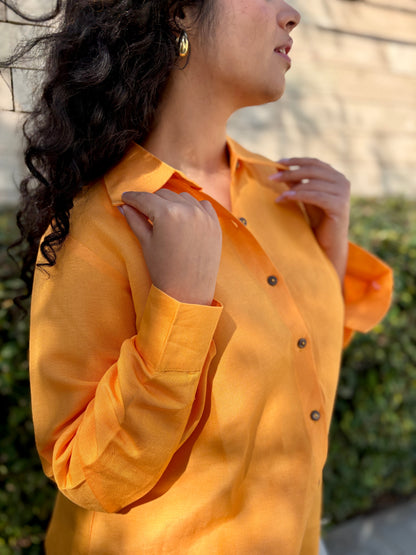 Rozana Linen Shirt - Orange