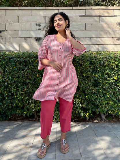 Noori Linen Red Co-ord Set