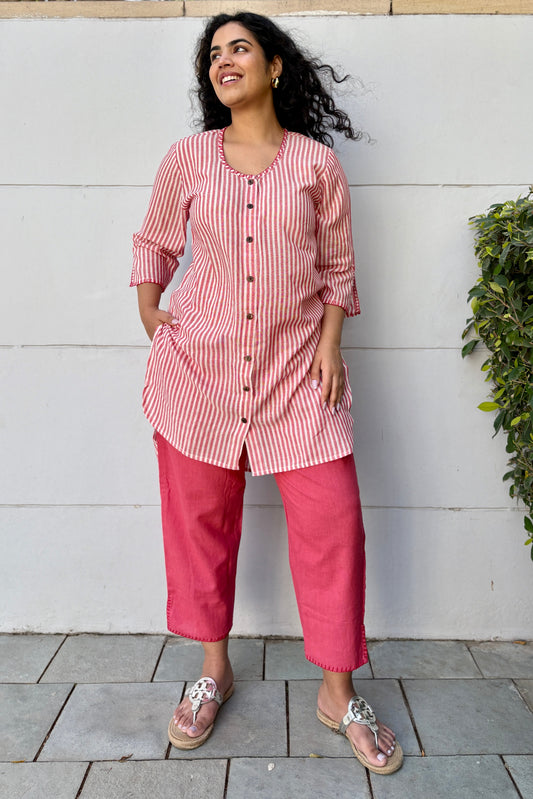 Noori Linen Red Co-ord Set