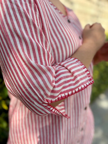 Noori Linen Red Co-ord Set