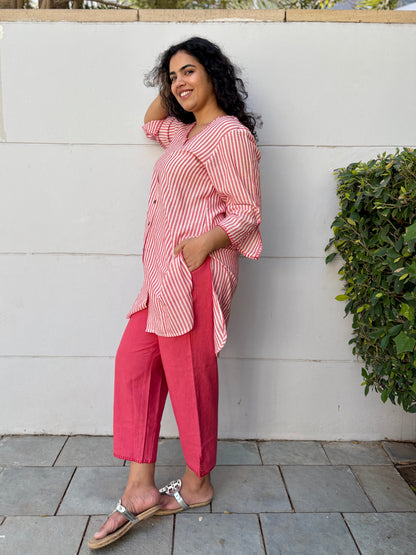 Noori Linen Red Co-ord Set